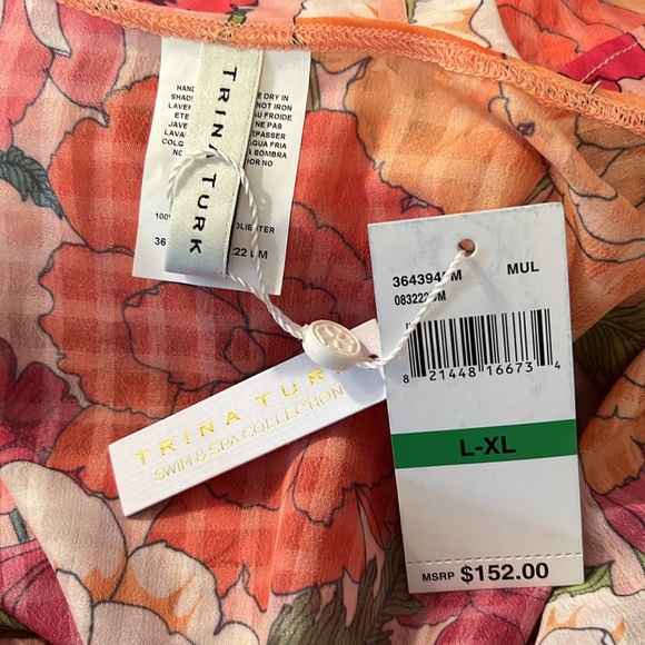 Trina Turk Size L/XL  NWT. Sunny Bloom Open Front Beach Cover Up (0383) - Picture 7 of 8